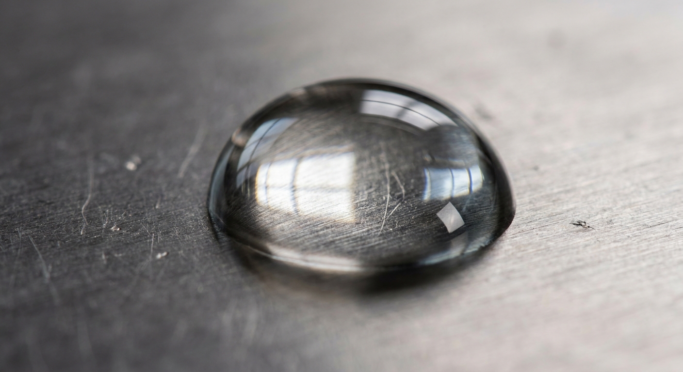 Water droplet beading on a Passtreat-sealed metal surface