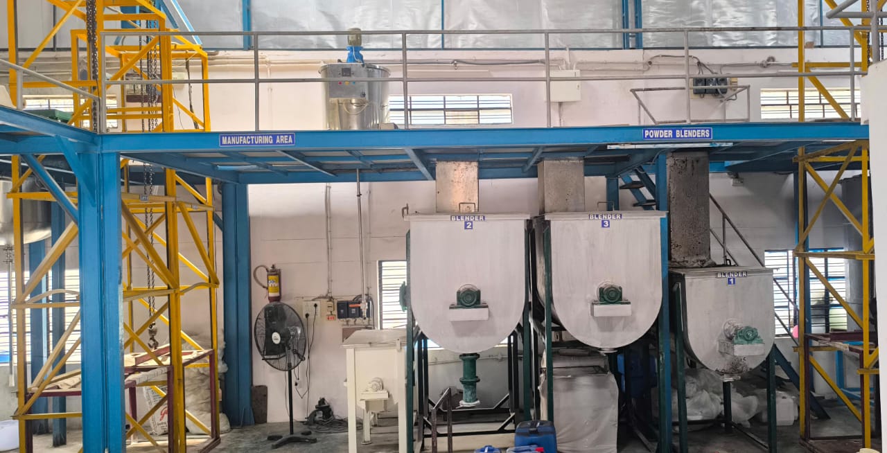 MetalGuard powder blending line on the manufacturing floor